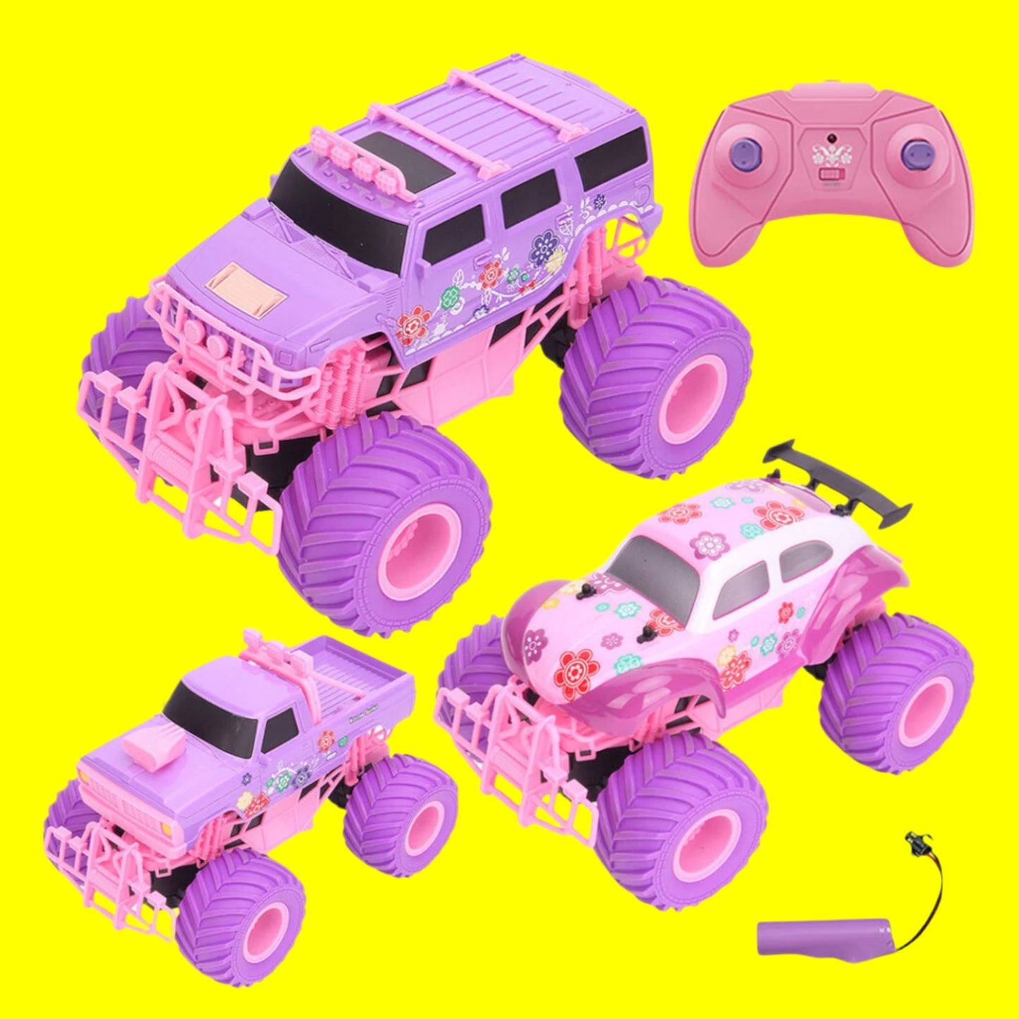 RC Truck 1:16 Scale, 2.4GHz Remote Control Toys, Pink Vehicle RC Monster Trucks, Game Time 22 Minutes, Gifts For Children