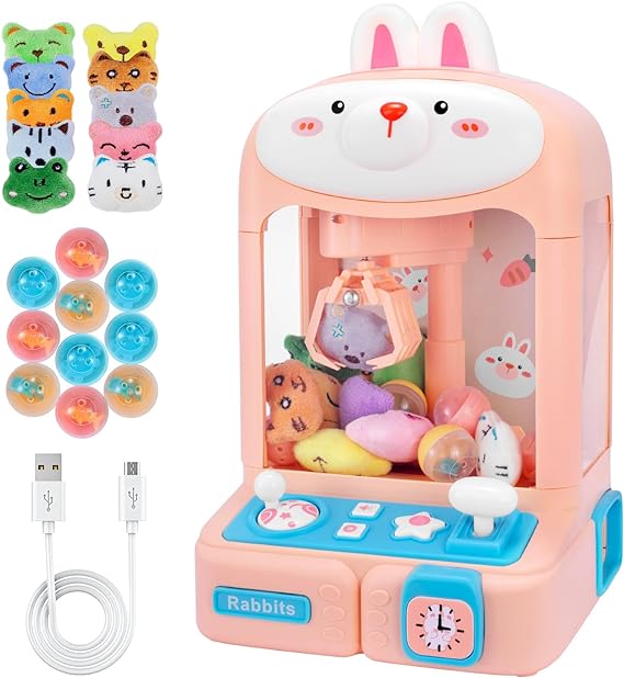 Bunny Claw Machine for Kids,Light & Sound Toy Electric Claw Machine,Toys for Girls with Mini Plush Toys Adjustable Sounds and Music Handheld Games party birthday toys gifts for girls - Toyigo