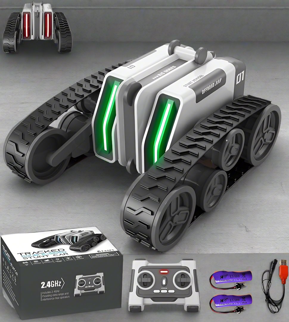 Remote Control Car, RC Cars with Tracked Double-Sided RC Crawler Driving 360ø Rotating Lights RC Stunt Car Toy Gifts Presents for Xmas Birthday Chirstams Party Boys/Girls Ages 6+