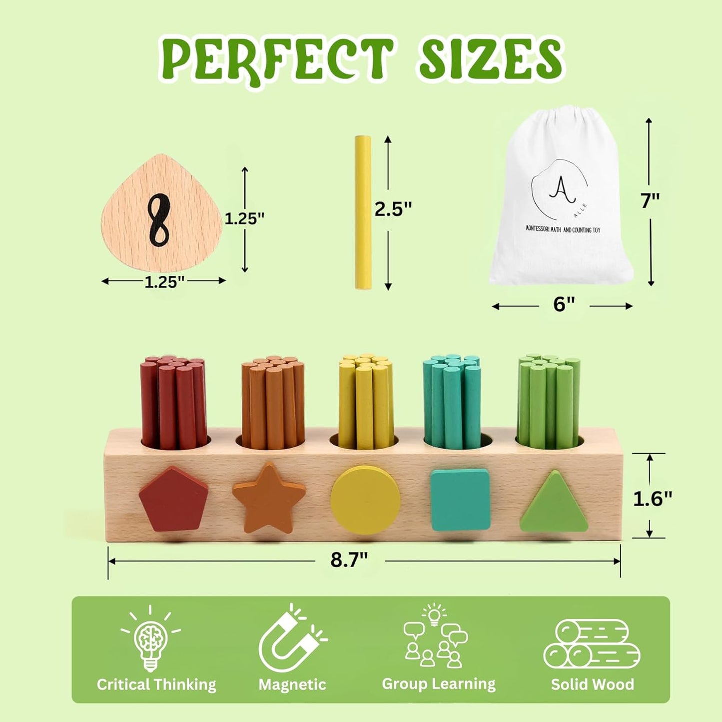 81-Piece Montessori Math Toy Set ? Counting Sticks and Manipulatives for Toddlers, Perfect for Preschool Learning (Ages 3-5)