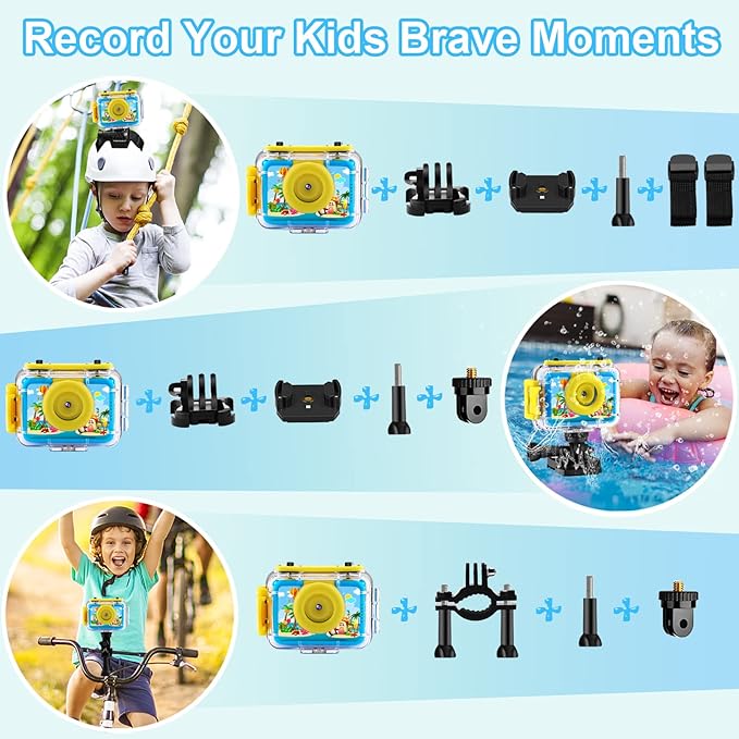 Kids Waterproof Camera - Underwater Camera Birthday Gifts for Girls Boys Children Digital Action Camera with 32GB SD Card, Pool Toys for Kids Age 4 5 6 7 8 10