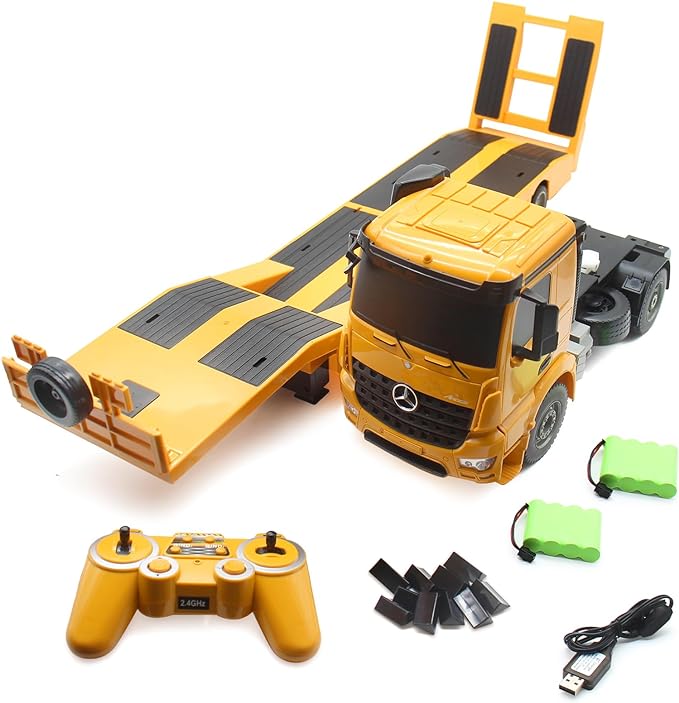 RC Truck, Detachable Flatbed Semi-Trailer Engineering Tractor Remote Control Low Loader Die-Cast Car Model Kids Electronics Hobby Toy with Sound and Light Effect Truck For kids - Toyigo