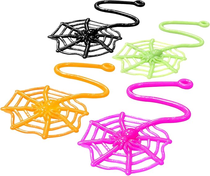 100pcs Telescopic Sticky Spider Web Toy ? Elastic Halloween Prank Wall Venting Car Toy for Kids