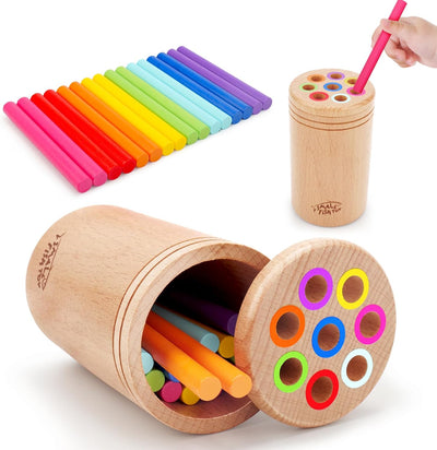 Wooden Color Sorting Toys for Toddlers (1-3 Years) - Fine Motor Skills Development and Sensory Matching Games for Infants, Perfect Busy Board Gift for 18-Month-Old Boys and Girls