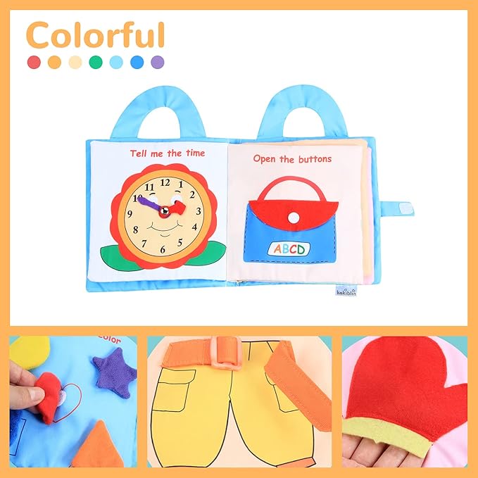 Baby Cloth Book for Toddlers ? 3D Cartoon Sensory Book, Stroller Hanging Toy, Car Seat Learning Toy for Babies 3-12 Months