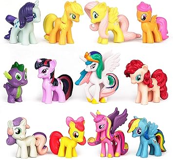 Unicorn Cake Topper Set - 12-Piece Mini Unicorn Figures for Birthday Cake Decoration, Collectible Magic Rainbow Cartoon Toys