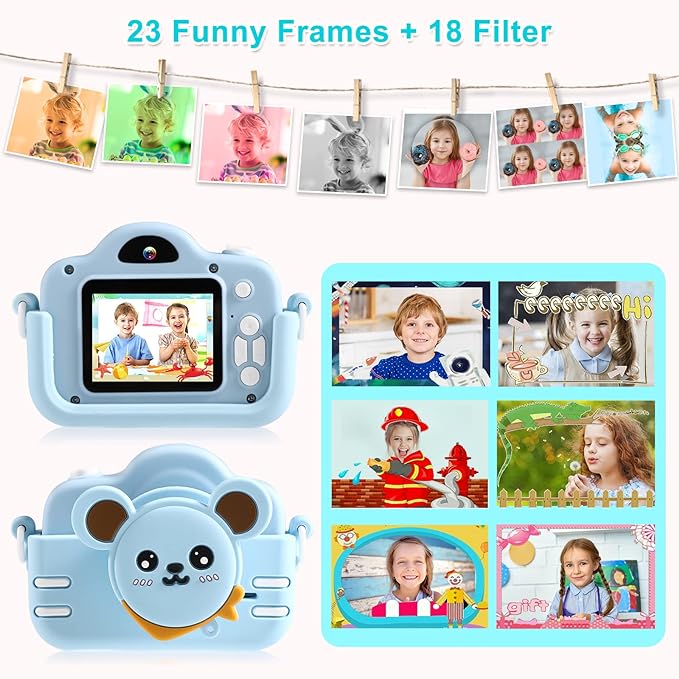 Kids Camera for Boys Upgrade 40MP Digital Camera for Kids Gifts for 3 4 5 6 7 8 9 Year Old Girls Boys Toys Dual Selfie Video Camera for Christmas Birthday Learning Toddler Toys Camera,Blue