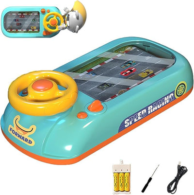 Interactive Steering Wheel Car Racing Toy for Kids ? Simulated Tabletop Adventure Game for Early Learning and Play