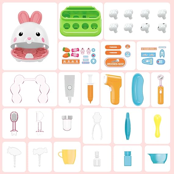 Dentist Kit for Kids - 31 Pcs Doctor Kit for Toddlers 3-5 Pretend Play Kit Toys for Role Play Pretend Playset Kit for Toddlers - Gifts Easter Basket Stuffers for 3-7 Years Old Girl - Toyigo