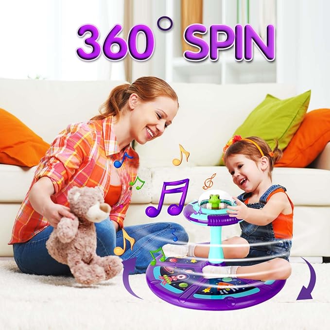 Sit and Spin Toy for Toddlers - Interactive Spinning Seat with Lights & Music, Perfect Birthday Gift for Ages 1-4