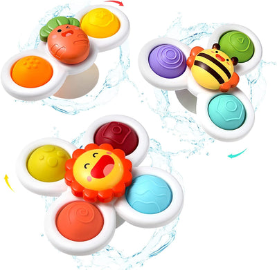 3 Pcs Suction Cup Spinners - Baby Fidget Toy, Toddler Sensory Spinners, Ideal for Bath, High Chair, and Early Education Play