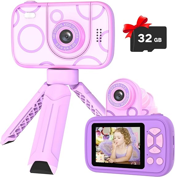 Kids Camera Toys for 3-12 Years Old Boys & Girls,Children's Camera with Flip-up Lens for Selfie & Video,HD Digital Mini-Camera - Toyigo