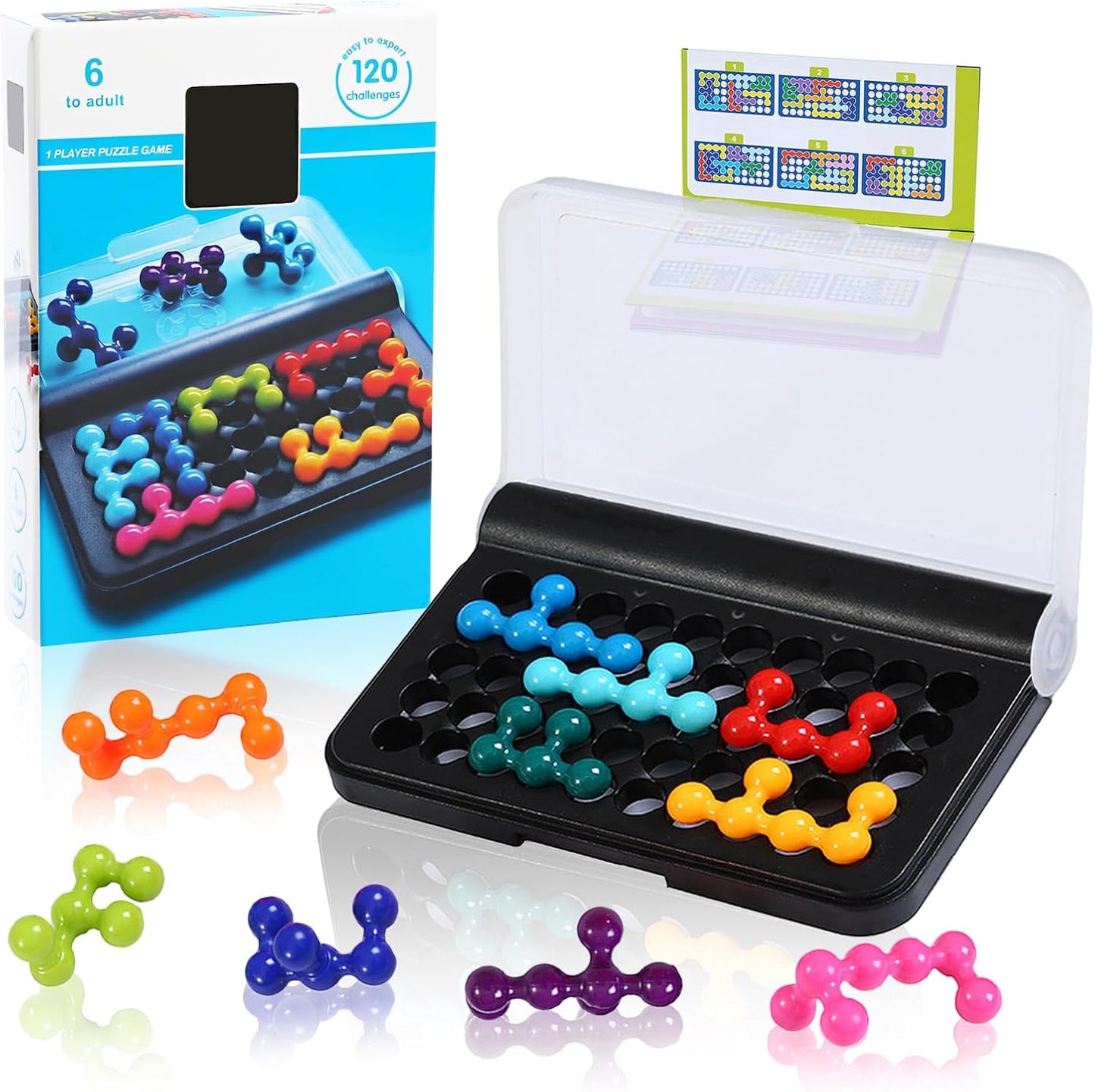 Magic Beads Puzzle Game 10 Colours, Puzzle with 120 Types of Challenges Brain Acrobatics Game Parent-child Space Logical Thinking Training Children's Educational Toys