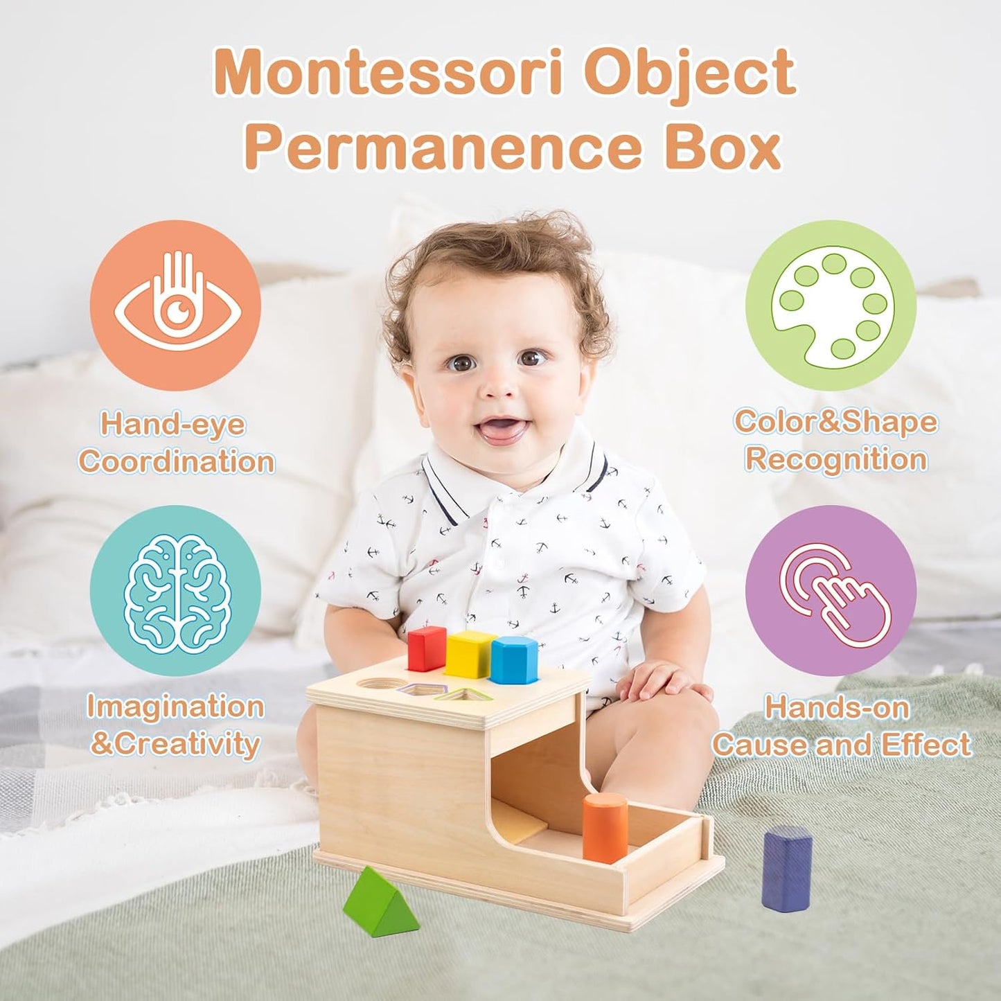 Montessori Toys for Babies (6-12 Months): Object Permanence Box with Blocks