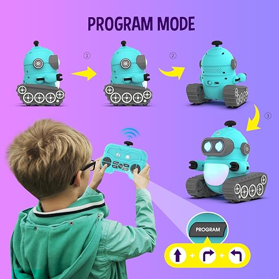 Robot Toys for Boys, Rechargeable Remote Control Robot Toy for Kids, Programmable RC Robots with LED Eyes, Flexible Head & Arms, Dance Moves, Music, Birthday Gifts for Boys Ages 3+ Years - Toyigo