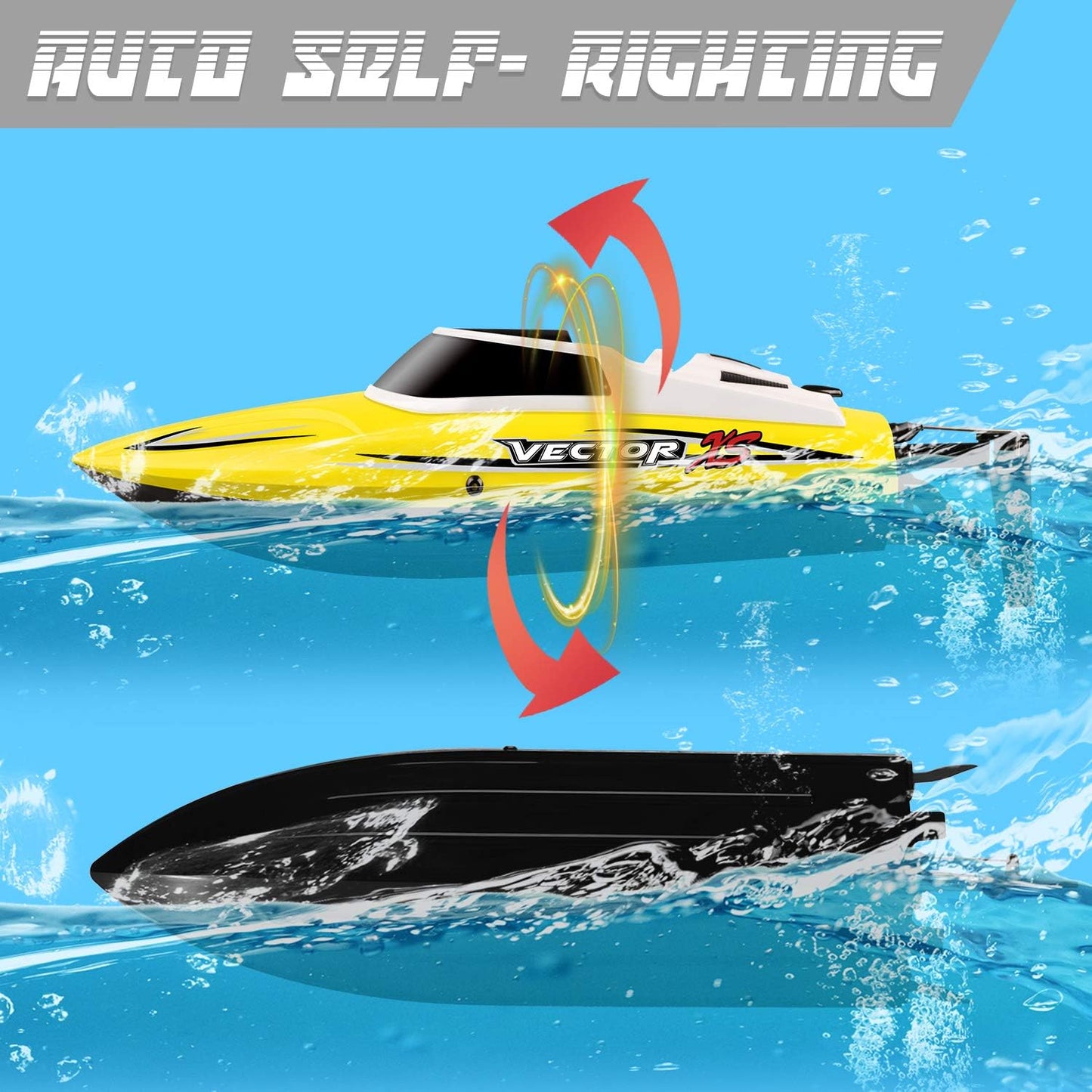 High Speed RC Racing Boat - Self-Righting Remote Control Boat for Pools & Lakes