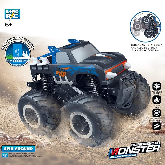 RC Car Truck, 1:16 Pick-up Remote Control Cars Body Waterproofing Suitable for All Terrain 4WD Off-Road Car Gifts Presents for Kids - Toyigo