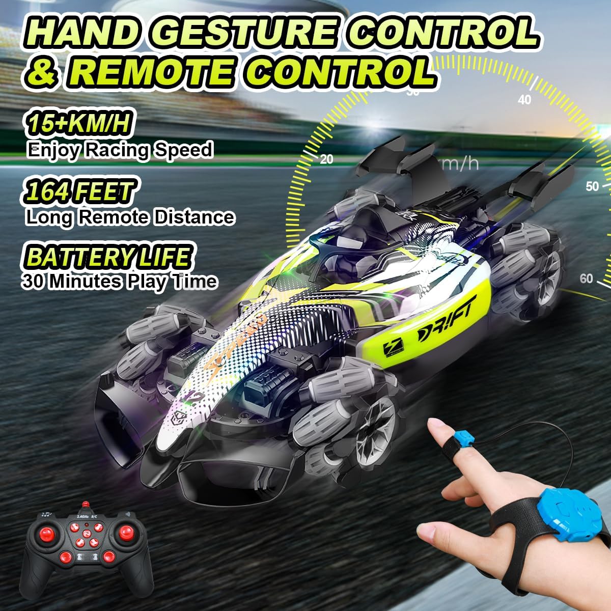 2.4G High-Speed F1 RC Drift Car – 4WD Spray Stunt Racing Toy for Kids