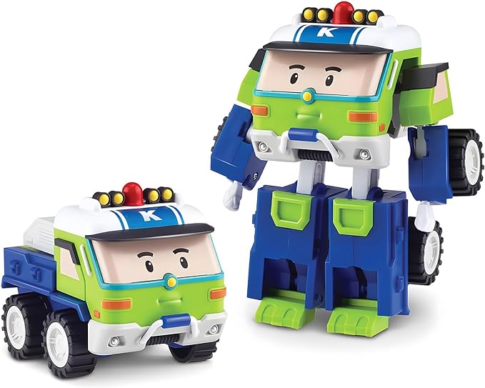 Robocar Poli  + Amber + Roy + Hilly Transforming Robot Toys, 4" Transformable Action Figure Toy, Emergency Vehicle Playset, Holiday Birthday Rescue Car Toys Gift for Boys Girls Age 1-5