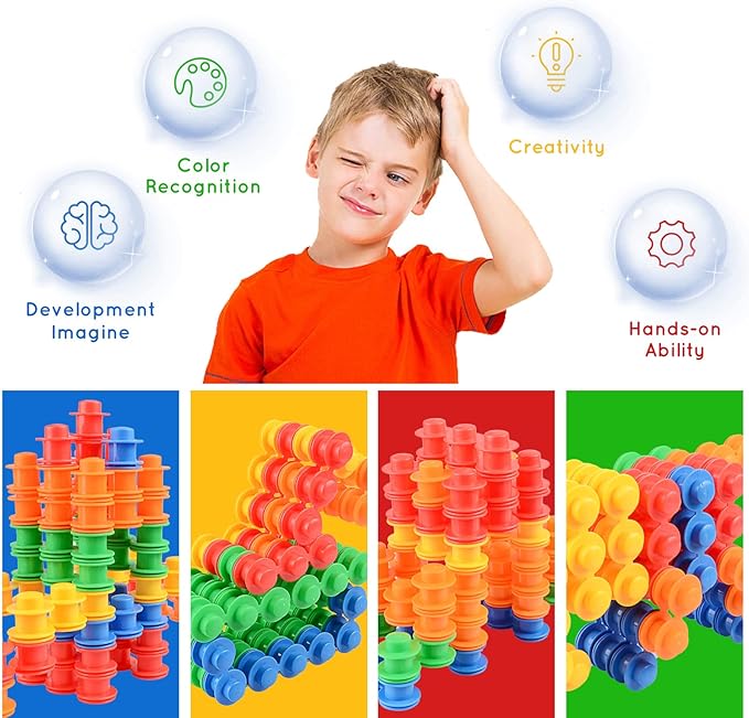 Learning Toy Tubular Pipes & Spouts & Joints 64, 75, 95 Piece  Build Bicycle, Tank, Scottie, Meter Skills Endless Designs Educational Building Blocks Set for Kid Ages 3+ Multicolor