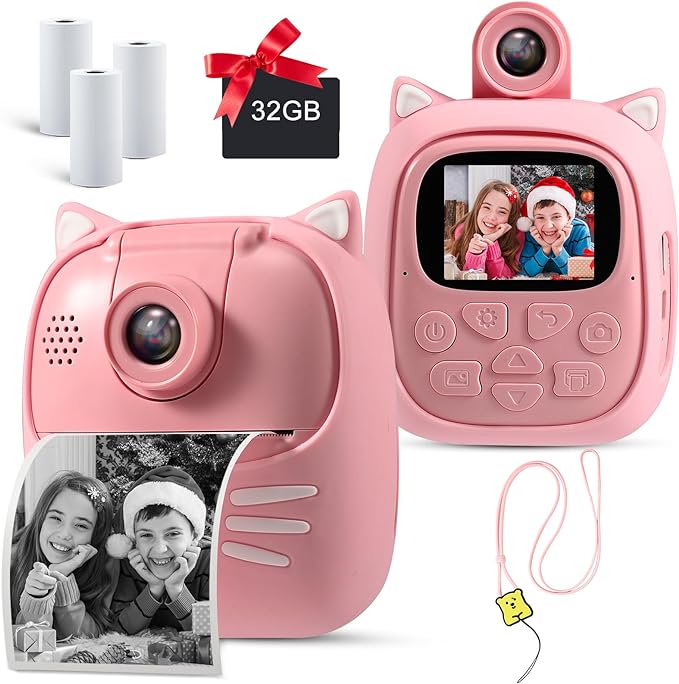 Kid-Friendly Instant Print Camera - Perfect for Girls, 50MP Digital Camera for Kids, Essential Travel Companion, Ideal Christmas & Birthday Gift