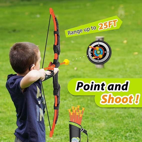 Kids Bow and Arrow Set, LED Light Up Archery Toy Set with 9 Suction Cup Arrows, Target & Arrow Case, Indoor and Outdoor Hunting Play Gift Toys for Kids, Boys & Girls Ages 3-12 - Toyigo