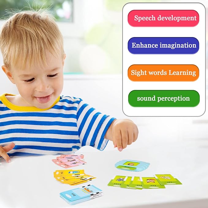 Talking Flash Cards for Toddlers 1 2 3 4 5, Speech Therapy Toys Autism Toys, ABC 123 Sight Words - 255 Cards-510 Sides, Educational Learning Interactive Toys with Giftable Package - Toyigo