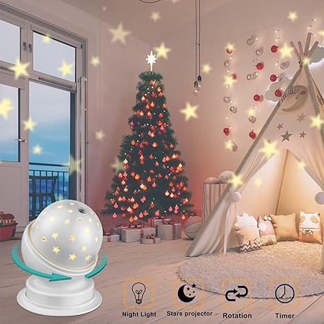 Star Night Light for Kids Star Night Light for Kids Bedroom Girls Night Light Starry Night Light Projector Plug in Night Light for Kids with Timer (1 Pack, 3000K)