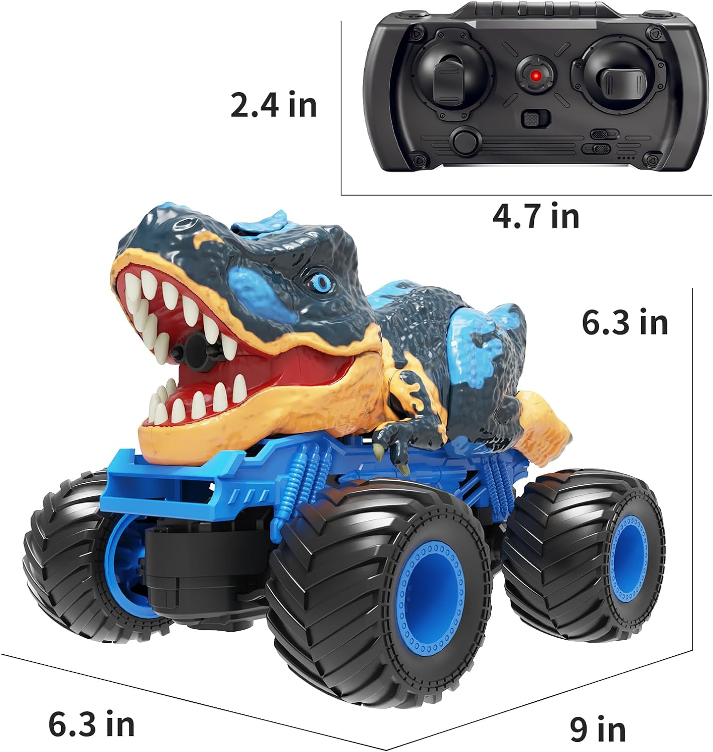 2.4GHz RC Dinosaur Truck for Kids Ages 3-8 - Dino Car with Lights, Sounds & Spray Features, Perfect Gift for Boys & Girls