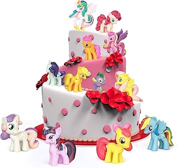 Unicorn Cake Topper Set - 12-Piece Mini Unicorn Figures for Birthday Cake Decoration, Collectible Magic Rainbow Cartoon Toys