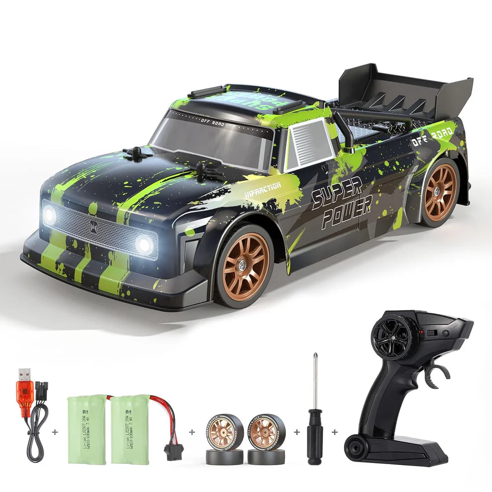 RC High Speed Racing Drifting Car, 1:16 Remote Control Drift Cars for Adults, 2.4Ghz Proportional Throttle and Steering Control Fast RC Hobby Grade Race Truck with Headlights for Kids Adults