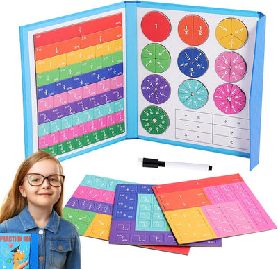 Third grade primary school magnetic fraction plate demonstrator numerator denominator cognitive addition and subtraction operations mathematics teaching aids toys