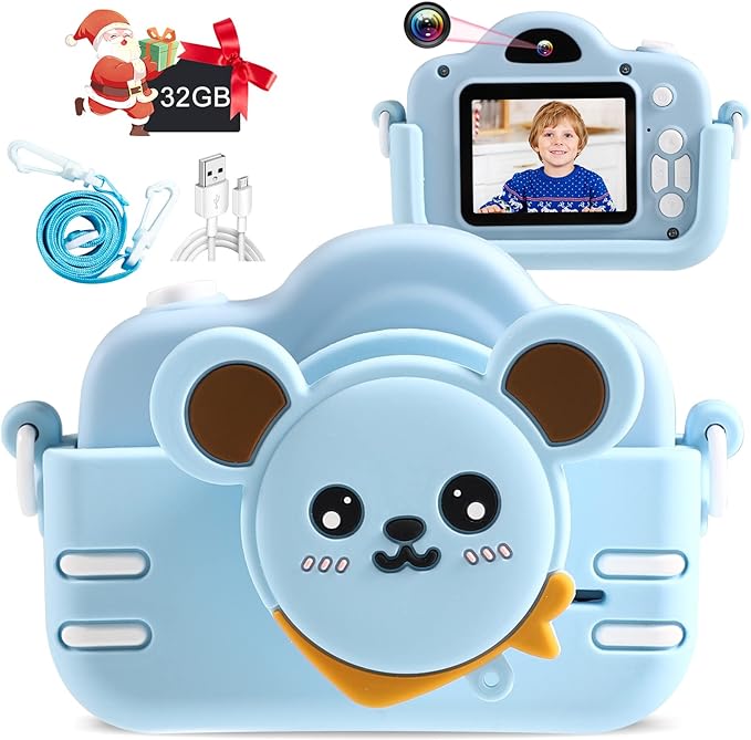 Kids Camera for Boys Upgrade 40MP Digital Camera for Kids Gifts for 3 4 5 6 7 8 9 Year Old Girls Boys Toys Dual Selfie Video Camera for Christmas Birthday Learning Toddler Toys Camera,Blue