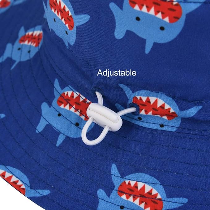 Baby Sun Hat Adjustable - Outdoor Toddler Swim Beach Pool Hat Kids UPF 50+ Wide Brim Chin Strap Summer Play Hat