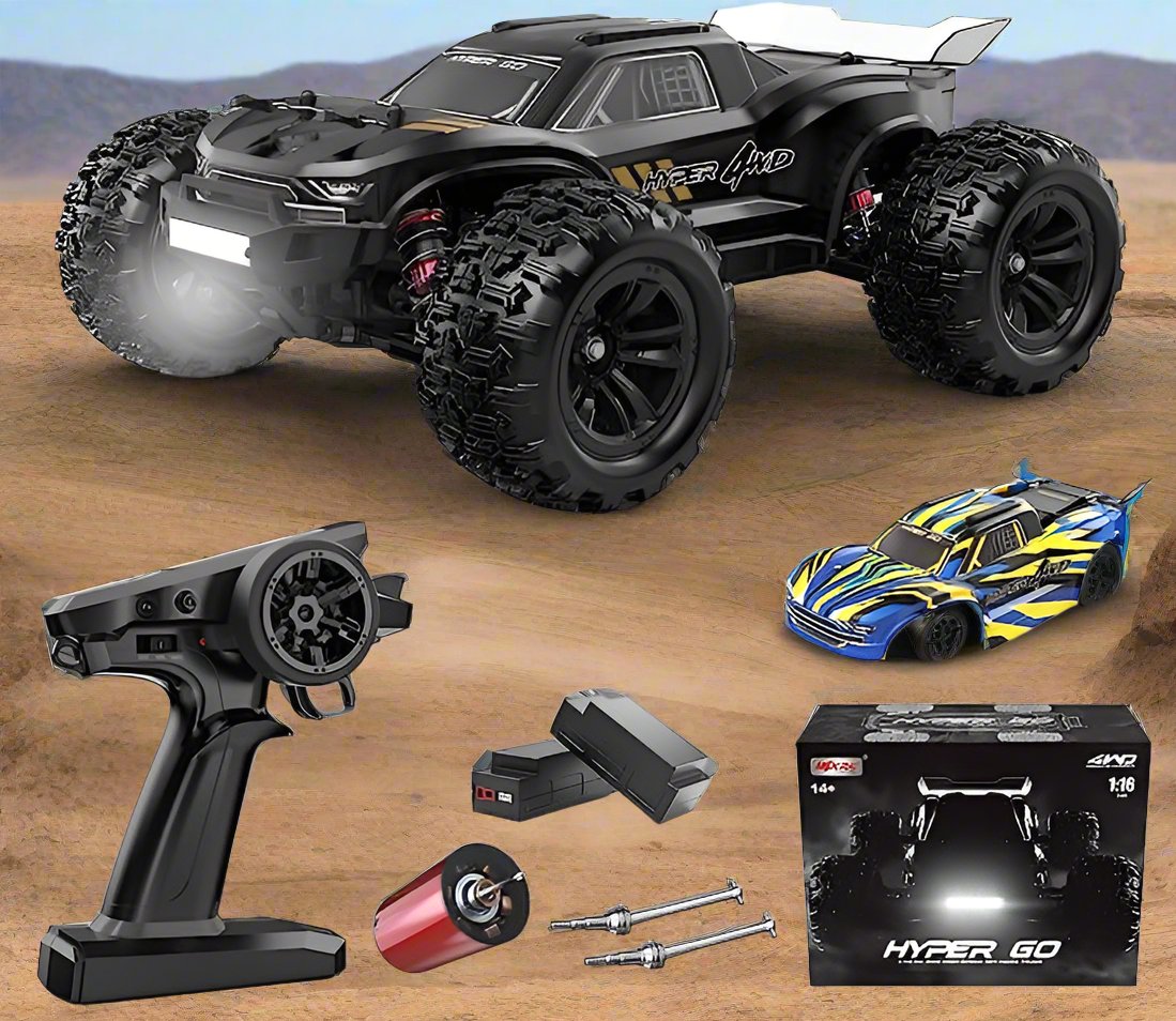 RC Truck, Remote Control Car with 2 Lipo Batteries for Adult, Max 42mph Electric Off-Road RC Cars, Compatible with 3S Li Po, H16BM 1/16 RTR Brushless Fast RC Cars for Adults - Toyigo