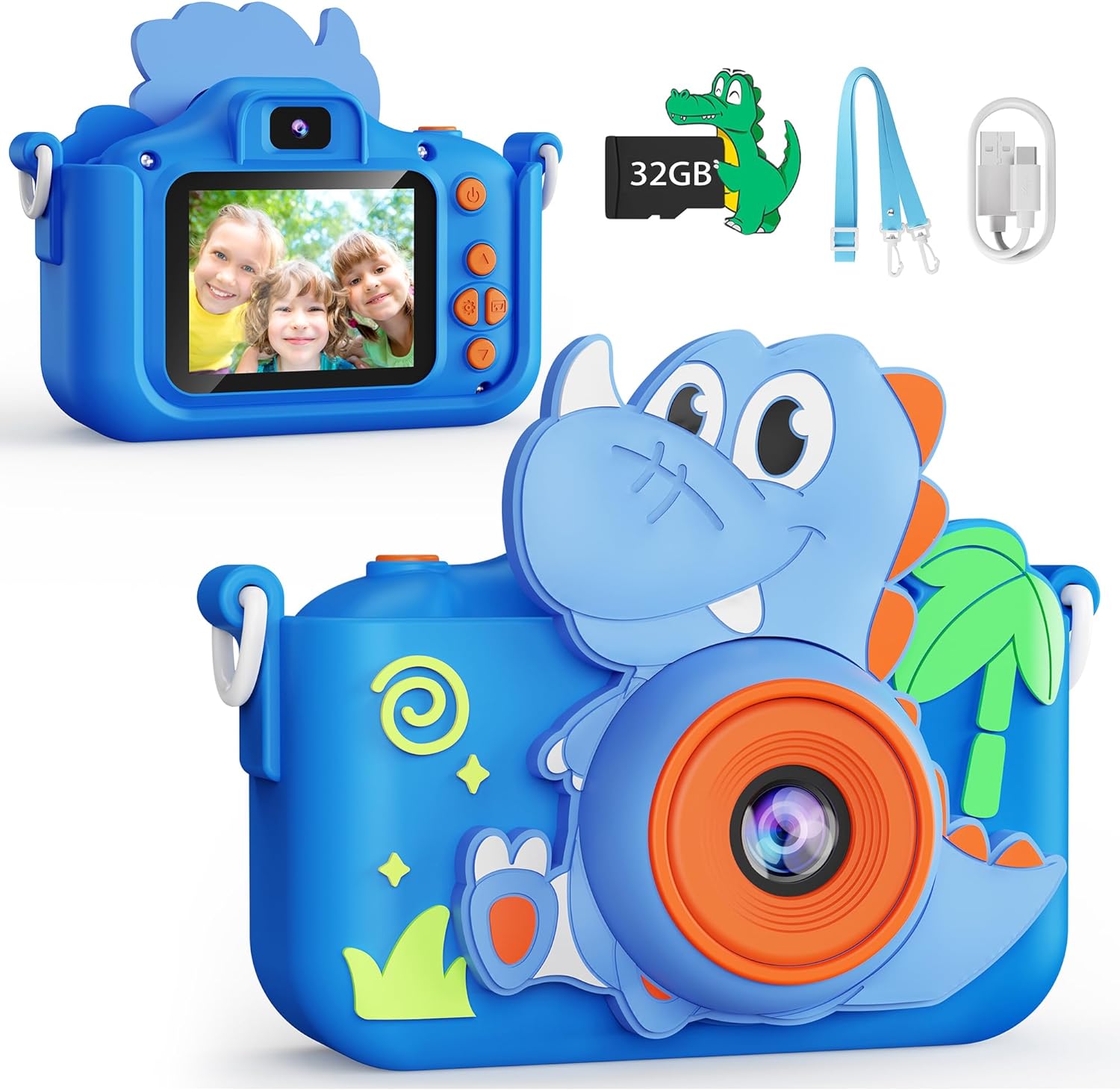 Kids Camera Toy Digital Camera for Kids, Dinosaurs Birthday Gifts for Boys Age 3-12, 1080P HD Video Camera for Toddler, Children Toys for 3 4 5 6 7 8 9 Year Old Boys with 32GB SD Card - Toyigo