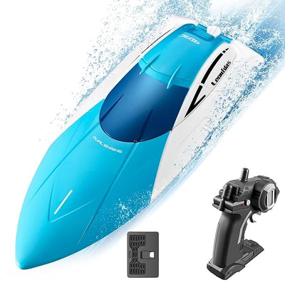 Remote Control Boat for Pools and Lakes, 4 Channel 2.4GHZ Remote Control, and Rechargeable Boat Battery