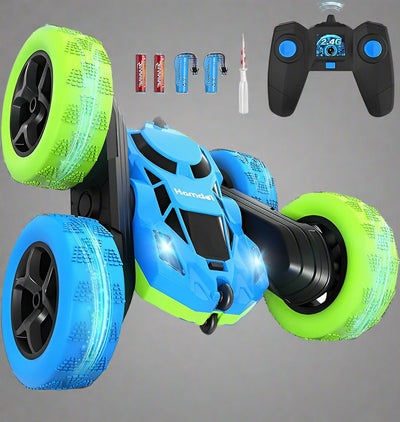 Remote Control RC Cars, Double Sided 360øRotating 4WD RC Cars with Headlights 2.4GHz Electric Rechargeable Race Stunt Toy Car for Boys, Remote Control Car for 6-12 Year Old - Toyigo