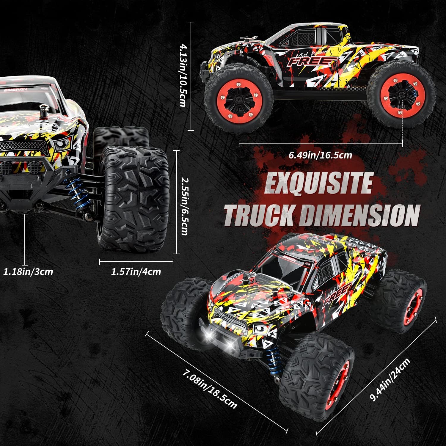 Remote Control Car, 1:18 Scale 2.4Ghz All-Terrain RC Cars, 40+km/h High Speed Remote Control Car, 4x4  Waterproof Off -Road RC Monster Trucks with 2 Batteries, Fast 2.4GHz All Terrain Toy Trucks ,for 40Min Play, RC Toys Gifts for Boys - Toyigo