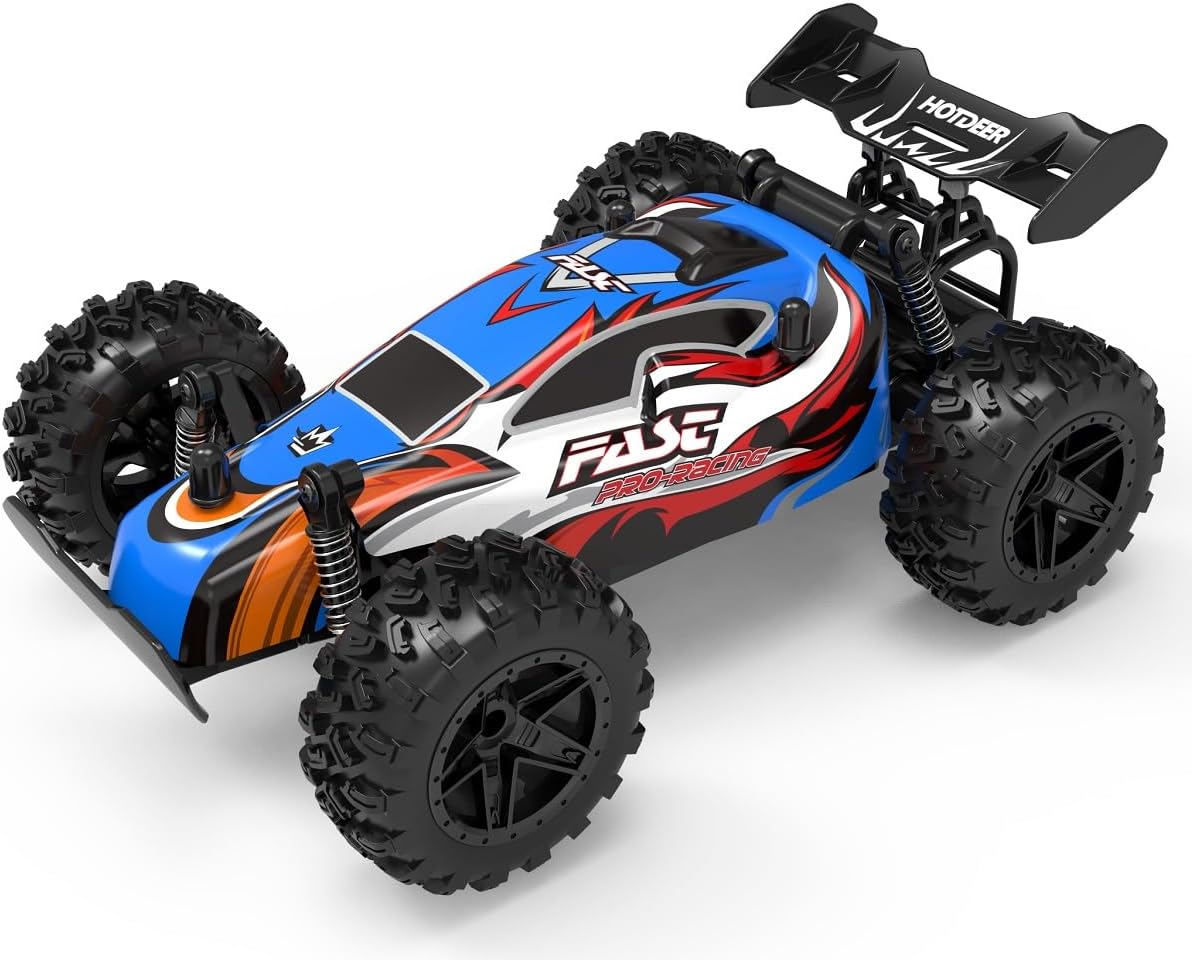 Remote Control RC Cars, Easter Basket Stuffers Toy Cars for Boys and Girls, 1:18 2WD Monster RC Truck High Speed Racing Car,  Gifts for Kids(Black Green) (White Blue) - Toyigo