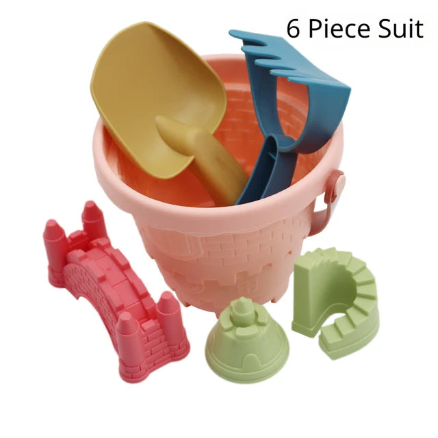 6Pcs Beach Toys, Castle Sand Digging Sets,  Sand Scoop Summer Toys, Beach Toys Sand Box, Children's Castle Sand Toys, Kids Outdoor Baby Educational Interactive Gift Sets - Toyigo