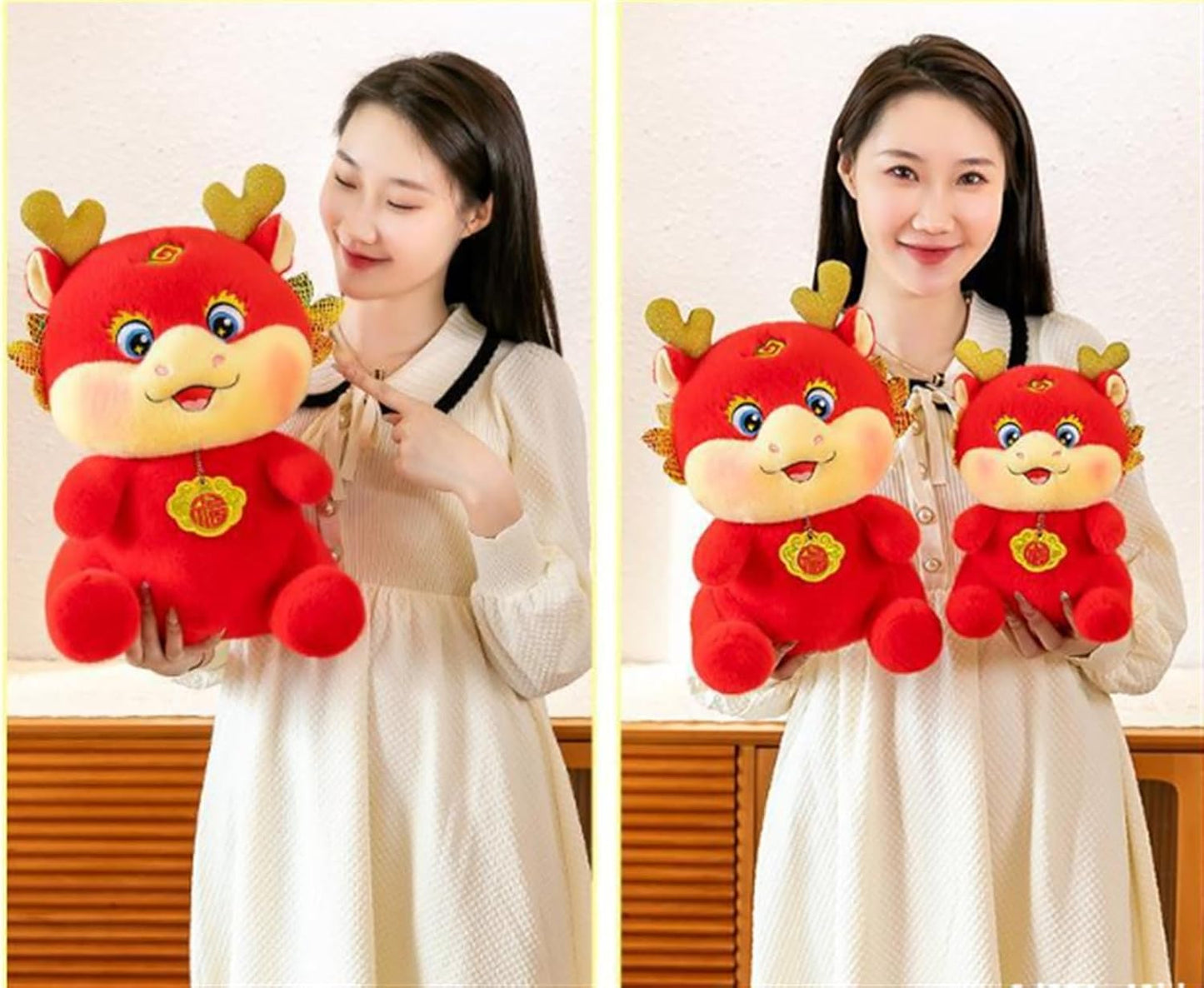 Ruyi Longbao Plush Dragon Doll, Red Zodiac Dragon Mascot for New Year, Perfect Gift for the Year of the Dragon