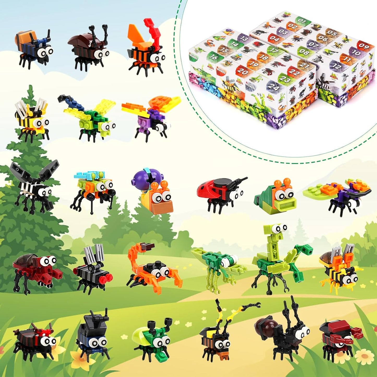 Animal Block Toys, 24 Mini Animal Building Blocks Toy Set, Animals Figures Stem Toys,  Party Supplies Gifts Party Favor for Kids, Goodie Bags, Birthday, Carnival Prizes