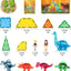 Animal Block Toys, Magnetic Tiles Dinosaurs Magnet Building Blocks Toys , Gears Construction Magnetic Tile, for Kids, Connecting, Stack, and Build with Blocks, and Bricks, Educational Magnet Building Toys Set for Toddlers Creative