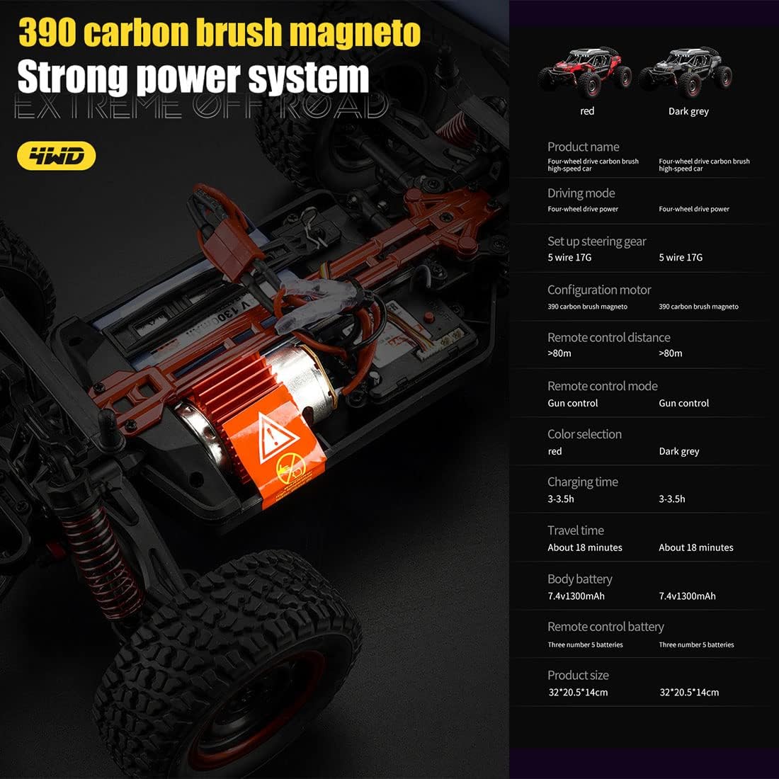 RC Car With LED, Remote Control Off-road Cars, 16106 1:16 50KM/H 4WD, High Speed Drift Monster, RC Truck for Kids vs Wltoys 144001 Toys