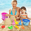 Beach Toys, Collapsible Sand Castle Toys for Beach Include 3 Pack Foldable Buckets, Shovels Molds and Storage Mash Bag for Kids 3-10, Sandbox Travel Toys for Toddlers Kids