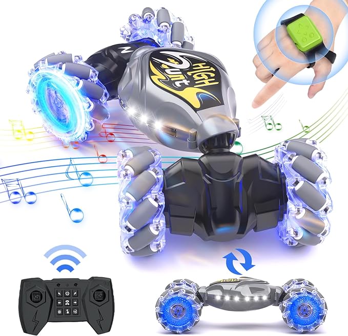 Remote Control Car, RC Stunt Twist Car Toys, 2.4Ghz 4WD New Gravity Gesture Sensing Remote Control Car Toys, for 6-12 yr Boys & Girls, Car with Light Music  for Kids - Toyigo