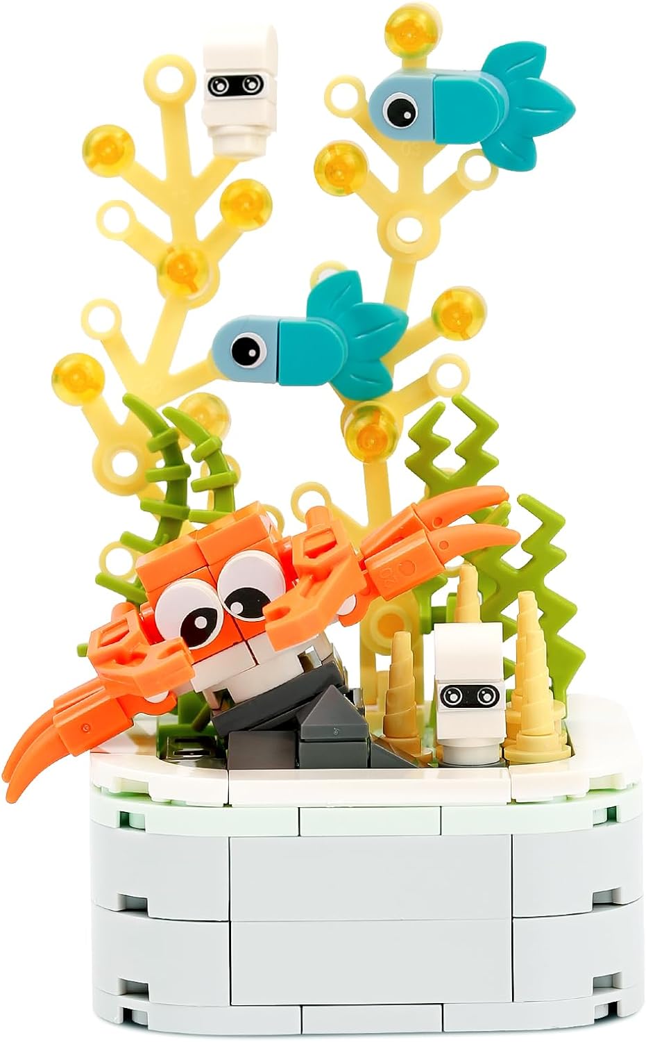 Marine Animals Building Blocks Sets for 190 PCS, Sea Turtle,145 PCS, Crab,  151 PCS, Clown Fish, 174 PCS, Lantern, 179 PCS, Surgeonfish,  Potted Plant Sea Animal Building Blocks, Ocean Animal Toys for Boys and Girls 3 4 5 6 7 8 9 10 Years Old