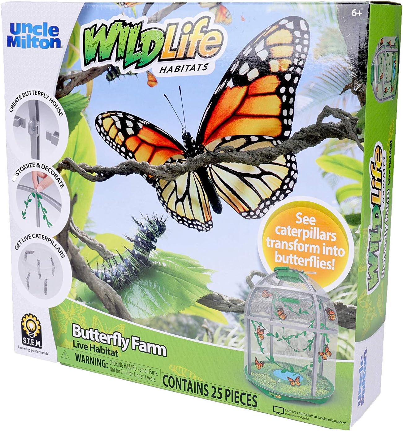 Butterfly Farm Live Habitat, Observe Caterpillars Transform Into Butterflies, STEM Toy, Great Gifts for Boys & Girls Ages 6+ - Toyigo