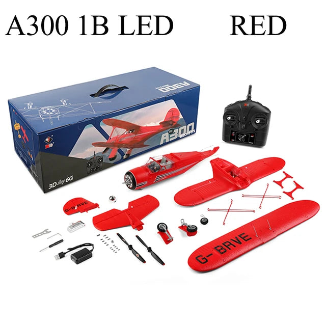 RC helicopter, 2023 New remote control helicopter, WLtoys A300 4-Ch RC Plane, Beechcraft D-17 RC Airplanes with Lights, 6G/3D Brushless RC Planes with 2 Batteries, 2.4G Remote Control RC Airplanes Gifts for Kids - Toyigo